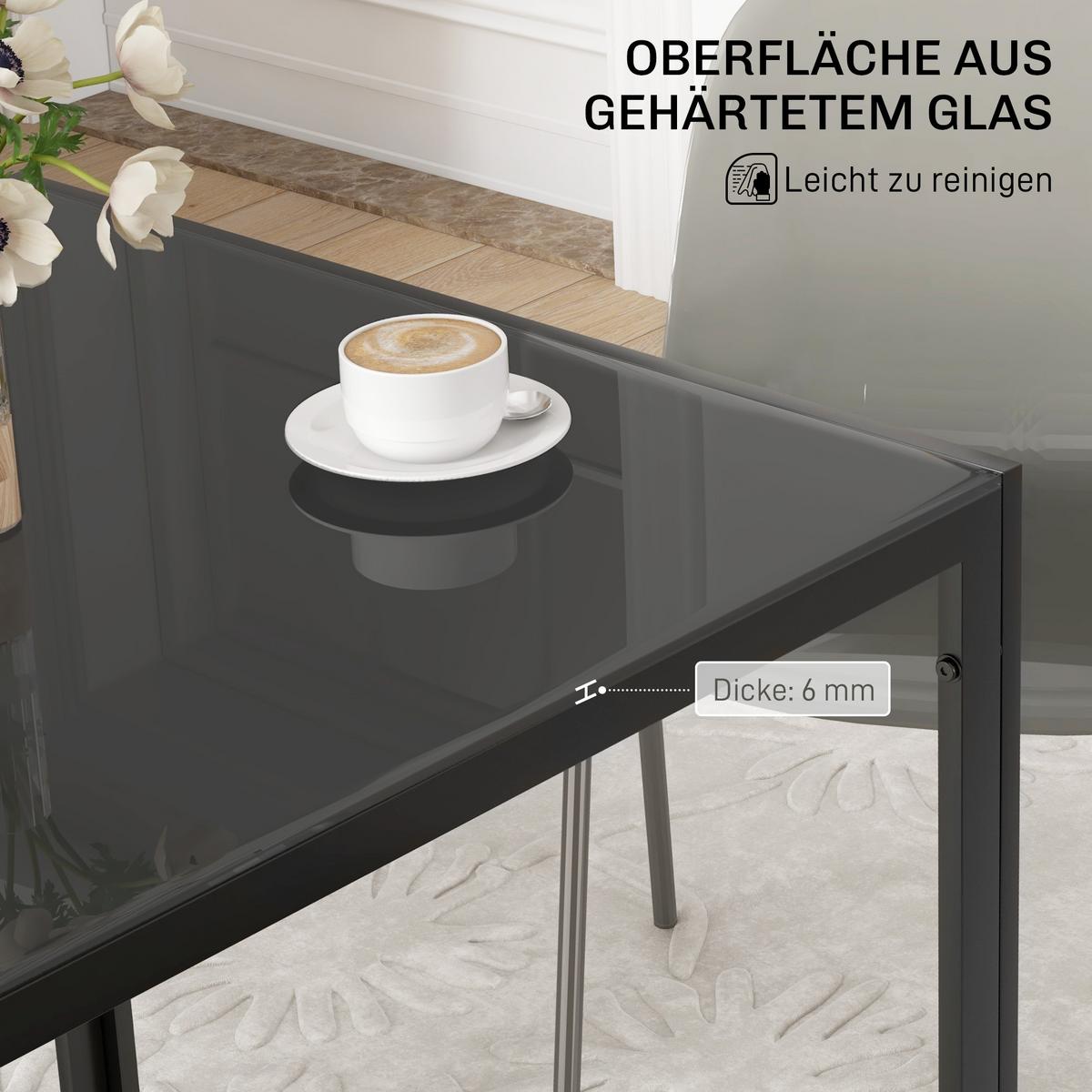 ESSTISCH Esszimmertisch Quadratischer Küchentisch für 4 Personen, Schwarz - Schwarz, Metall (75/75/75cm) - HOMCOM