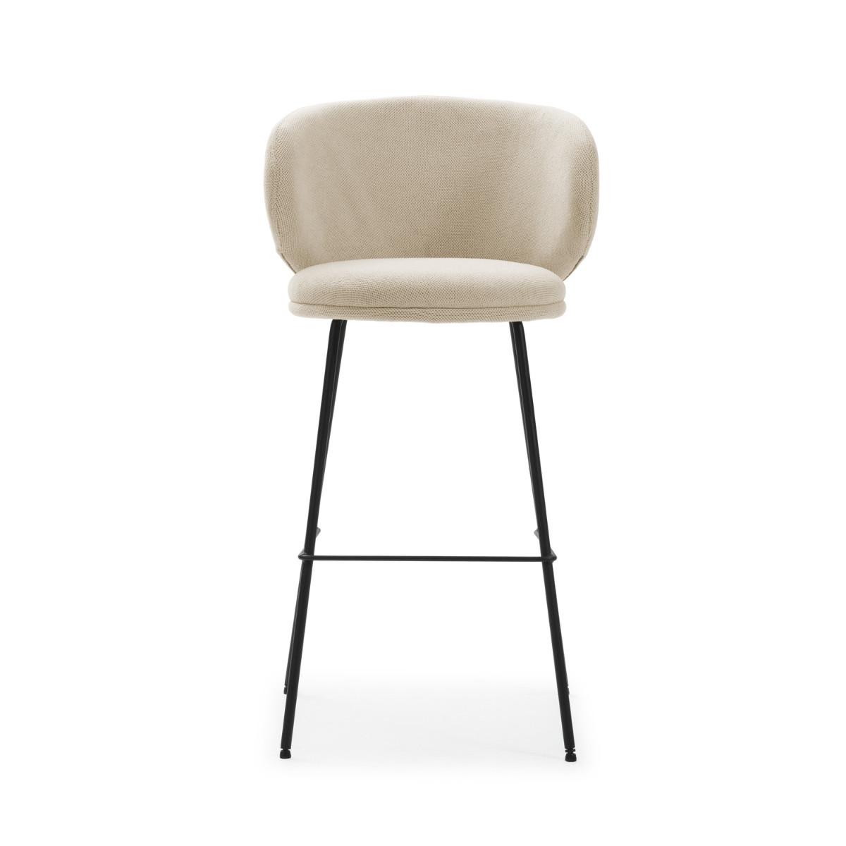 BARHOCKER (Set aus 2) aus Stoff mit schwarzen Metallbeinen - rush 56/53/65 cm - Beige, Textil (53/65/56cm) - Drawer