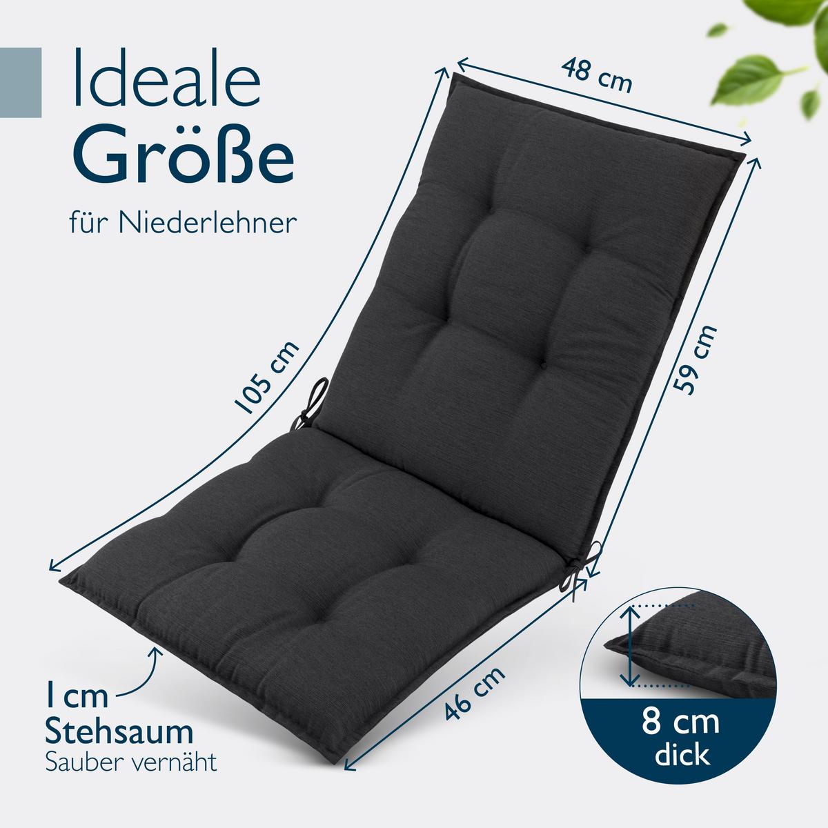 NIEDERLEHNER Sun-NL 105x50x8cm Anthrazit (3tlg) - Anthrazit, Textil (50/100cm) - Beautissu 