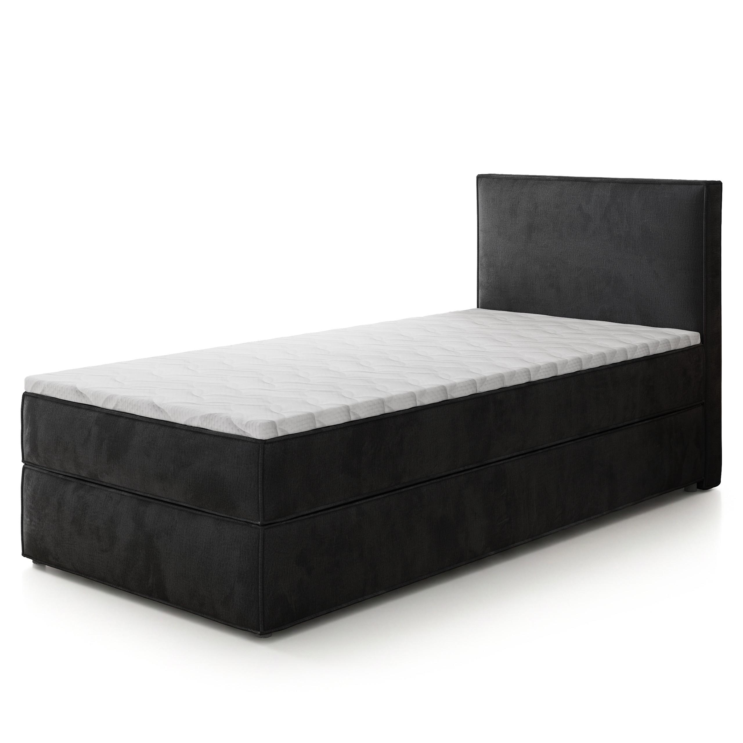 BOXBETT PELLIO 80x200 cm mit Matratze und Topper - Schwarz - Schwarz, Holz (80/200cm) - MASSENO