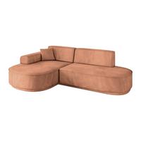 ECKSOFA Ottomane Links MARI-L1-v3 - 243x171x83 cm Orange Velours - Schwarz/Orange, Holzwerkstoff/Kunststoff (243/171cm) - ALTDECOR