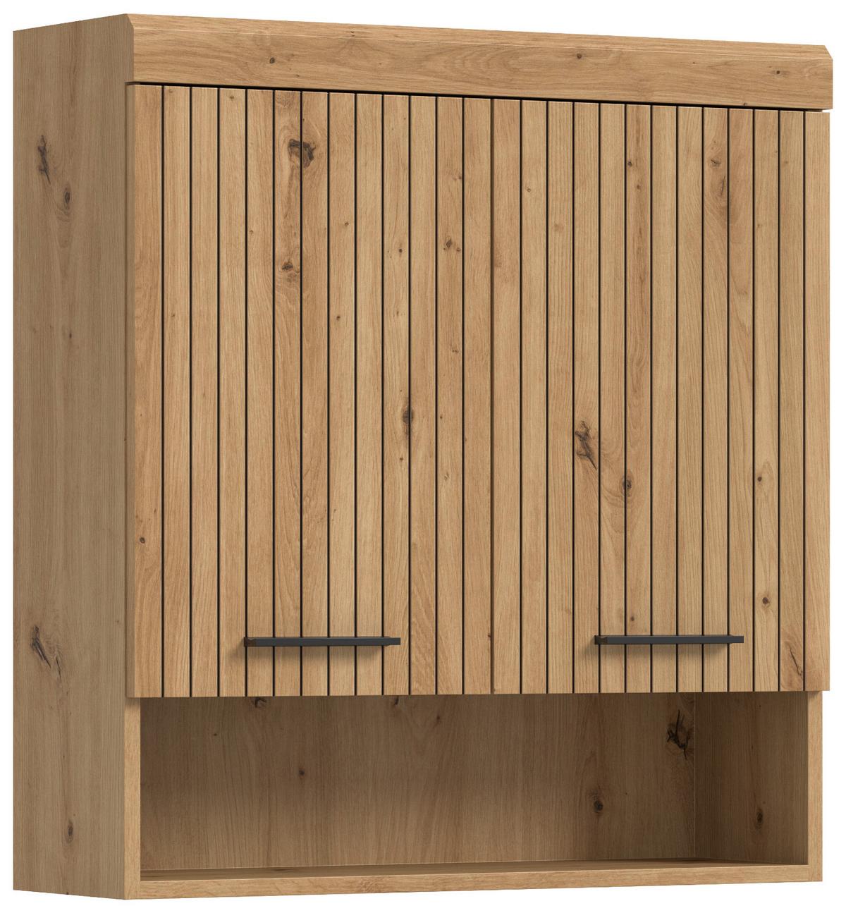 HÄNGESCHRANK Eiche Artisan 74 x 79 cm, Badschrank hängend 2-türig - Schwarz/Eiche Artisan, Holzwerkstoff/Kunststoff (74/79/24cm) - Inn.Furn