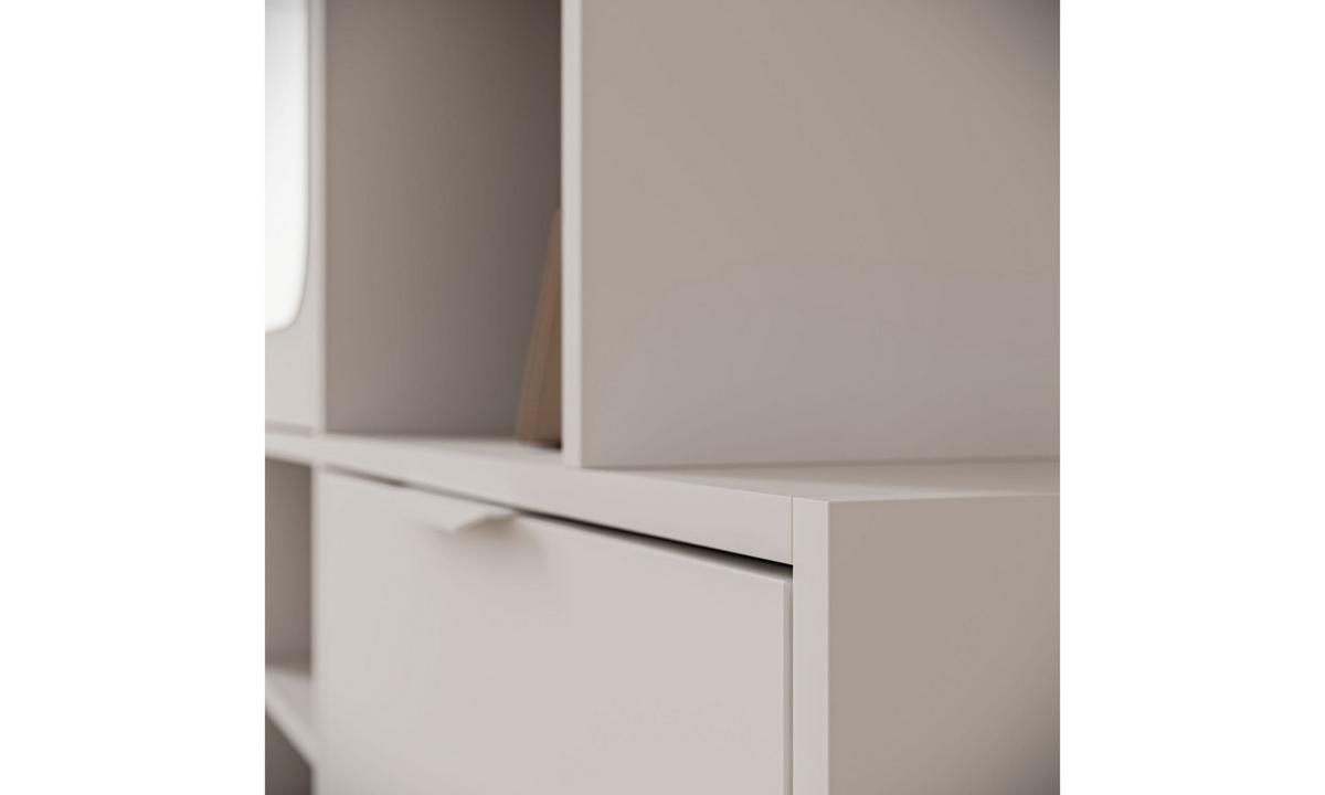 GARDEROBE NOLA 100/33,1/188,5 cm Weiß mit Spiegel und Schuhschrank - Weiß, Holzwerkstoff/Metall (100/188.5/33.1cm) - Lookway