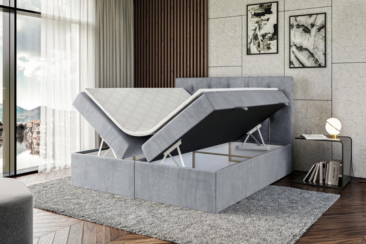 BOXBETT mit Matratze H3 und Lattenrost - MIRAGE - 140x200 Grau - Grau, Holzwerkstoff (140/200cm) - ALTDECOR