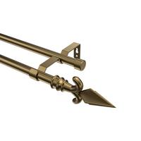 GARDINENSTANGE Olymp Matteo 120 cm, 2-läufig (ohne Ringe), 16 mm Ø Messing Antik - Messingfarben/Bronzefarben, Metall (120cm) - INTERDECO