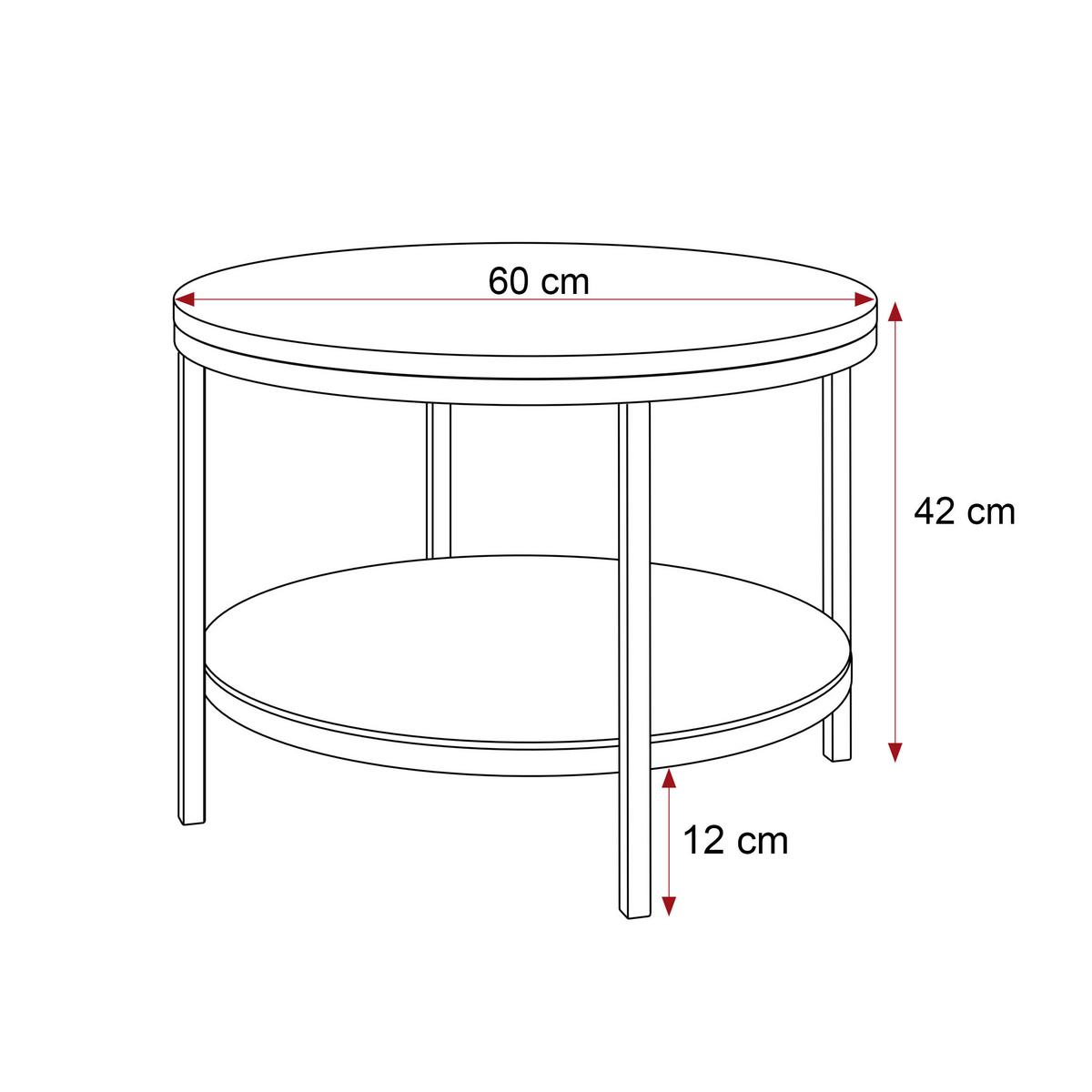COUCHTISCH CANDY 60/42 cm runden, Weiß / Artisan-Eiche - Eiche Artisan/Weiß, Glas/Metall (60/60/42cm) - Idohome