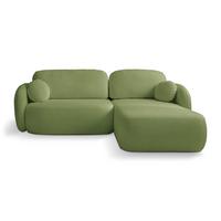 ECKSOFA AMICO R-S Grün Geflochtener Stoff mit Schlaffunktion - Grün, Holz (248/174cm) - MASSENO