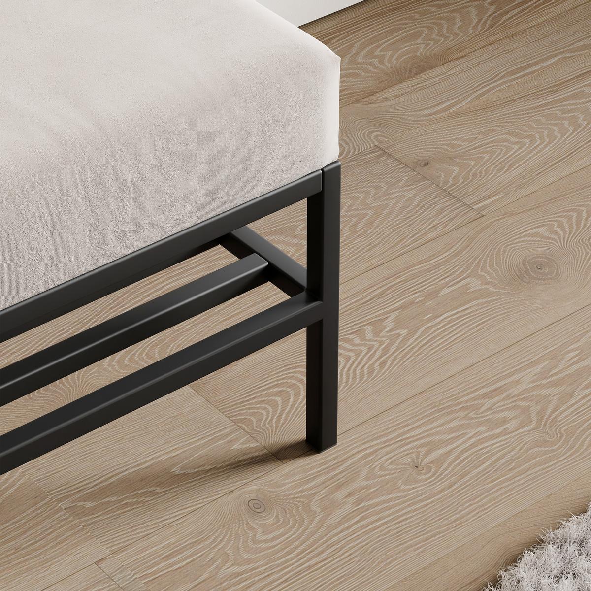 POLSTERBANK STEP 100 cm Schwarz / Creme ,Metallgestell - Creme, Textil/Metall (100/45/35cm) - Idohome
