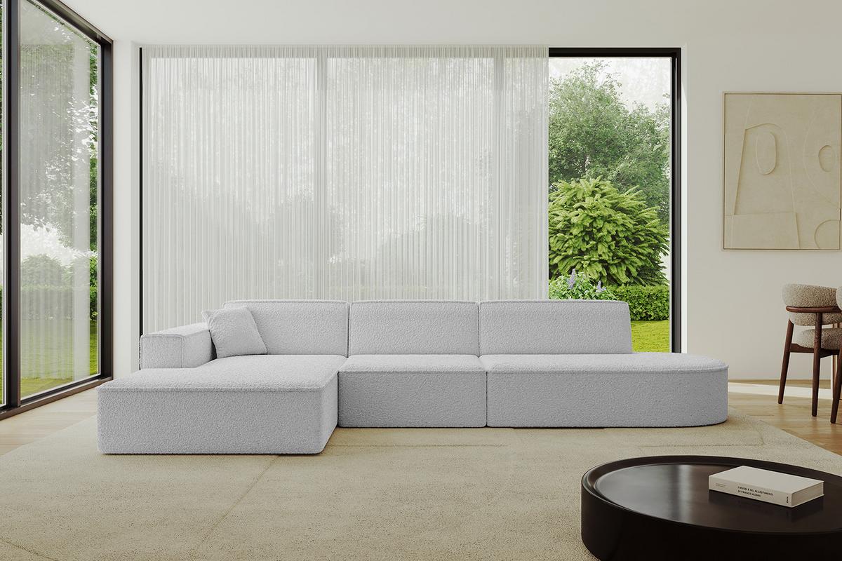 ECKSOFA Ottomane Links IREA-L2-v4 - 327x165x77 cm Hellgrau - Hellgrau, Holzwerkstoff/Textil (327/165cm) - ALTDECOR