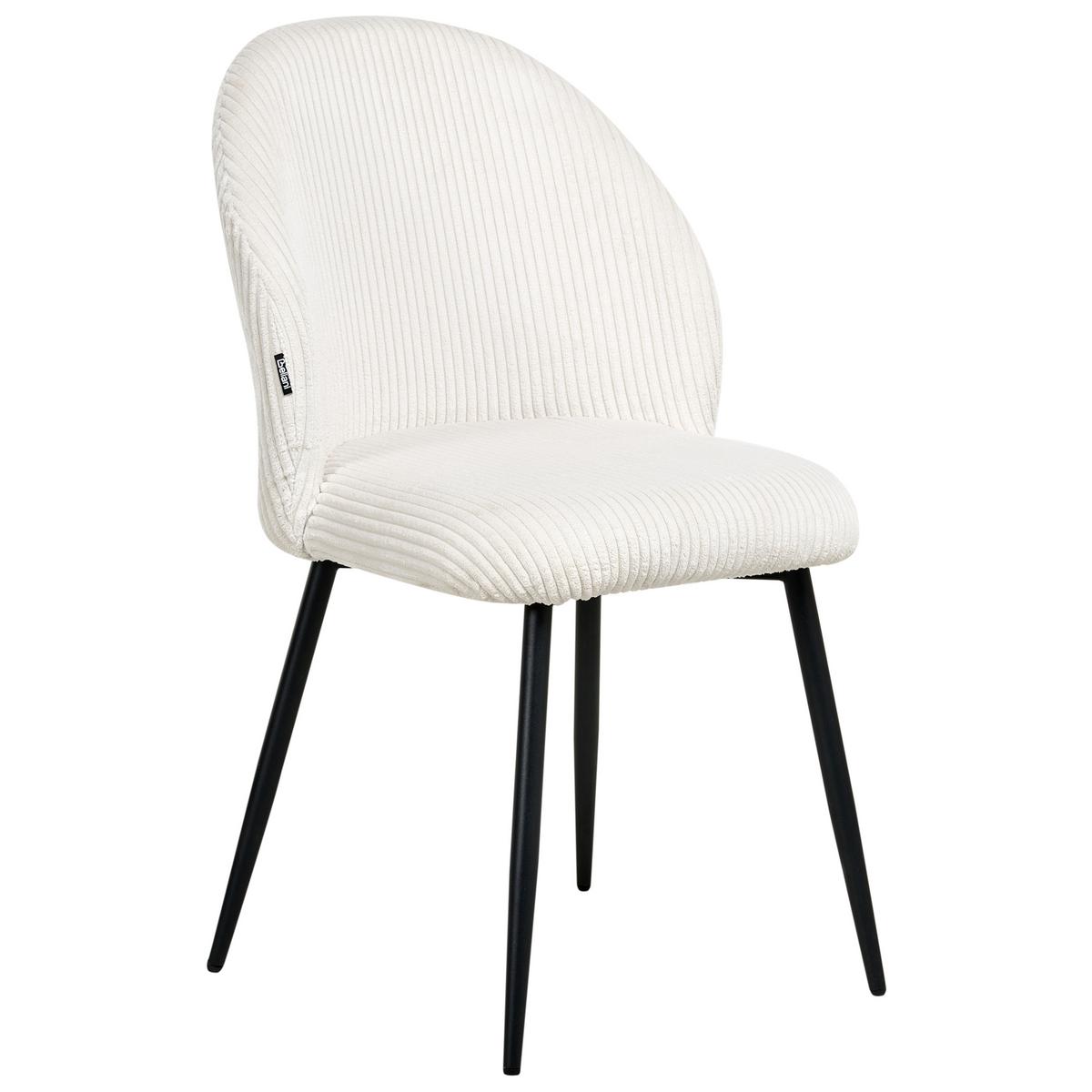 ESSZIMMERSTUHL 2er-Set Cremeweiß Eloy - Schwarz/Weiß, Textil (52/86/43cm) - Beliani