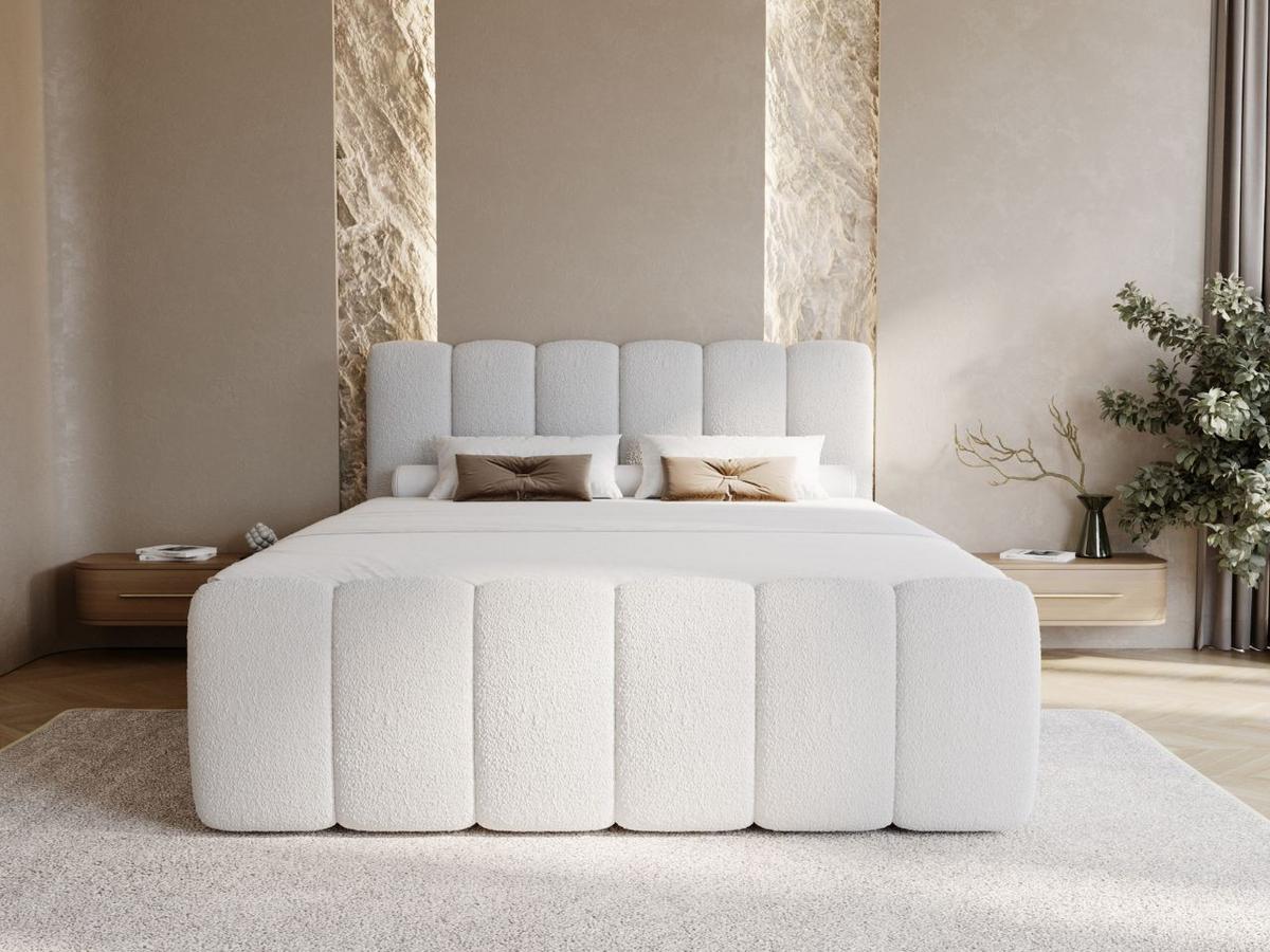 BOXBETT Cloud 160x200 Bouclé-Stoff Grau - Grau, Holz/Textil (160/200cm) - Graingold