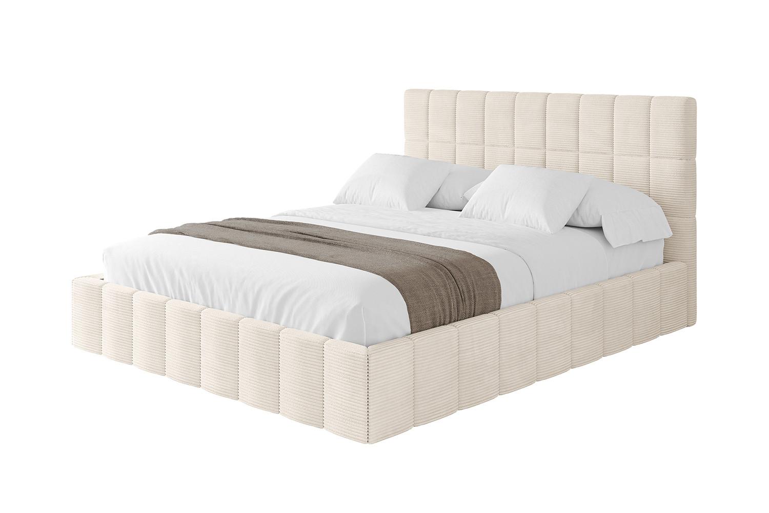 POLSTERBETT mit Bettkasten und Lattenrost, Boxbett ohne Matratze - AMEA 200x200 Beige - Creme, Holzwerkstoff/Textil (200/200cm) - ALTDECOR