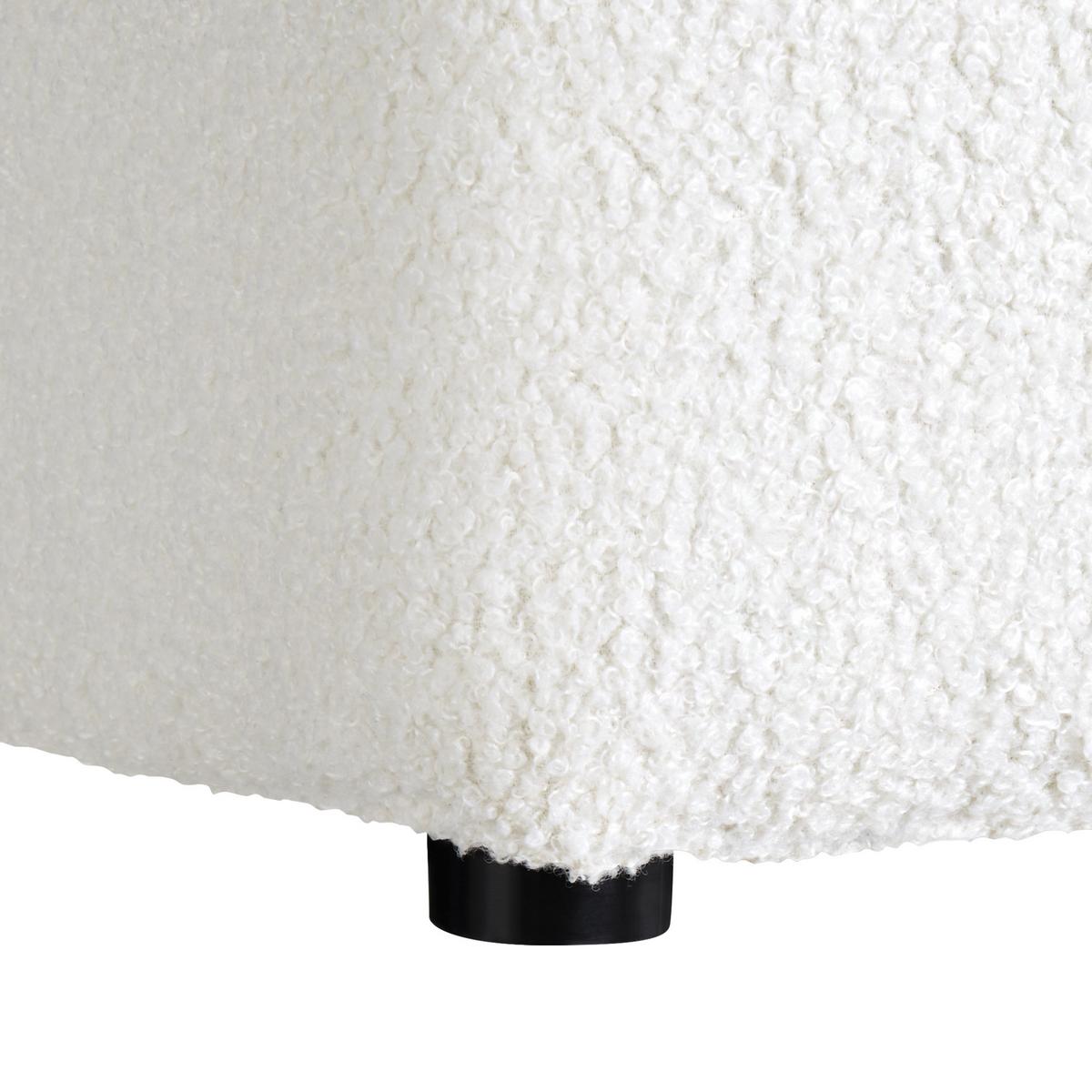 POUF Bouclé Weiß Kansas - Weiß, Textil (38/39/38cm) - Beliani