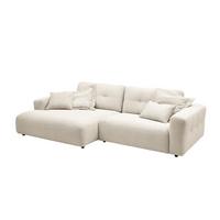 ECKSOFA MIKA Cremeweiß Cord - Creme/Schwarz, Kunststoff/Textil (276/167cm) - KAWOLA