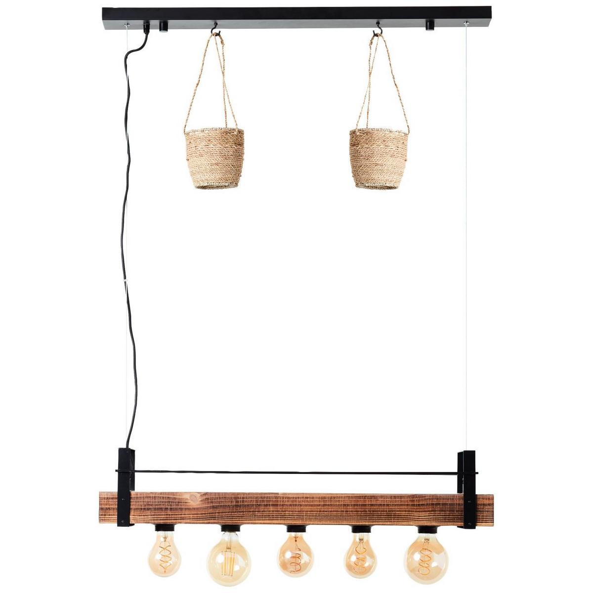 PENDELLEUCHTE Bankwood 99541/76 - Schwarz, Holz (17.5/80/106.5cm) - Brilliant