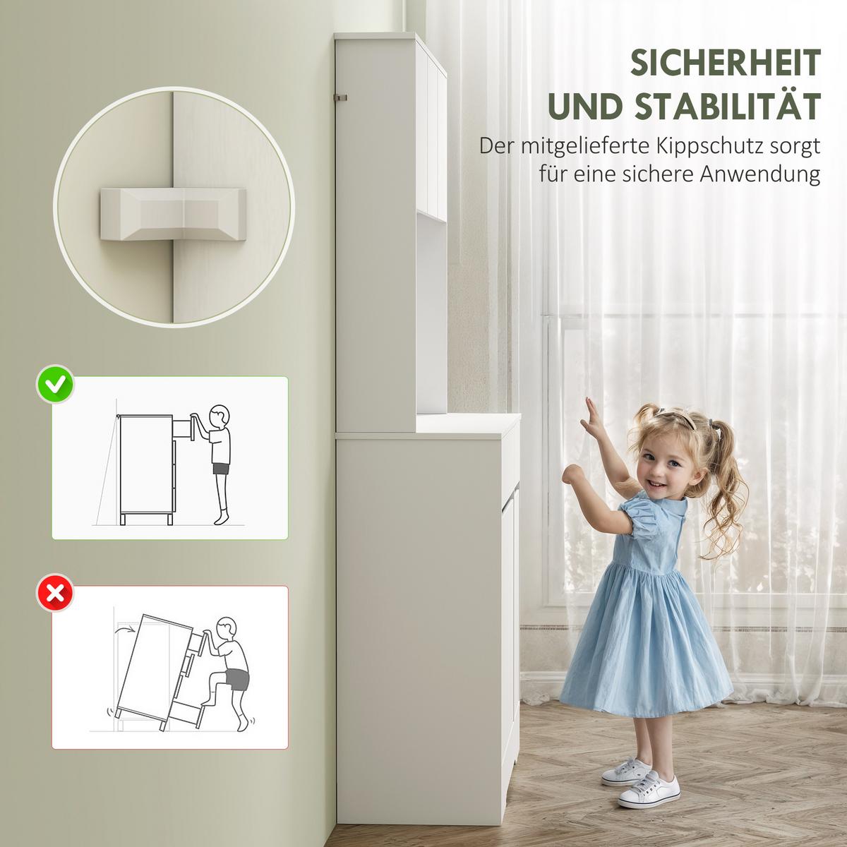 KÜCHENSCHRANK Spanplatte MDF Weiß - Weiß, Holz (38/180/100cm) - HOMCOM