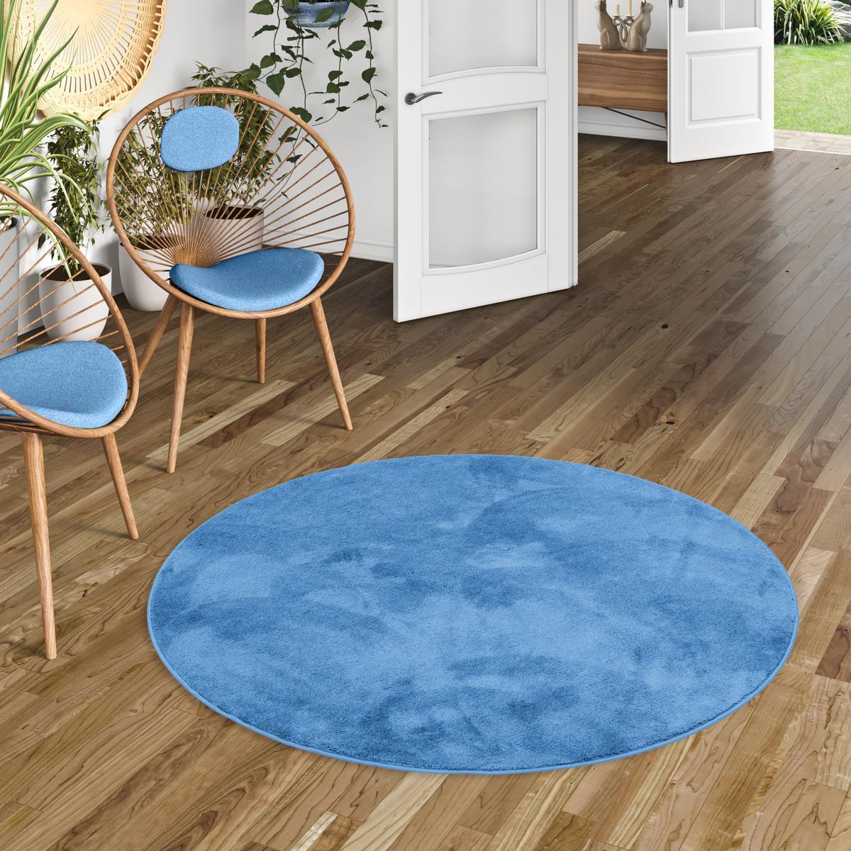 HOCHFLOR LANGFLOR TEPPICH SUPER SOFT MELIA RUND - Blau, Textil (160/160cm) - Pergamon