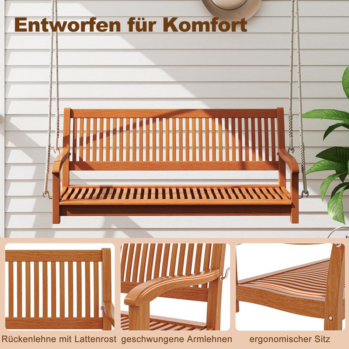 SCHAUKELBANK Natur - Naturfarben, Holz (132/60/62cm) - COSTWAY