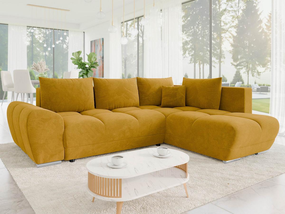 ECKSOFA Forest, Seite: Rechts - Currygelb/Schwarz, Holz/Kunststoff (290/183cm) - MIRJAN24
