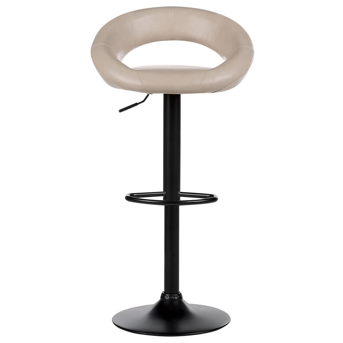 BARHOCKER 2er-Set Kunstleder hellbeige/schwarz höhenverstellbar Peoria - Beige/Schwarz, Kunststoff (53/79/48cm) - Beliani