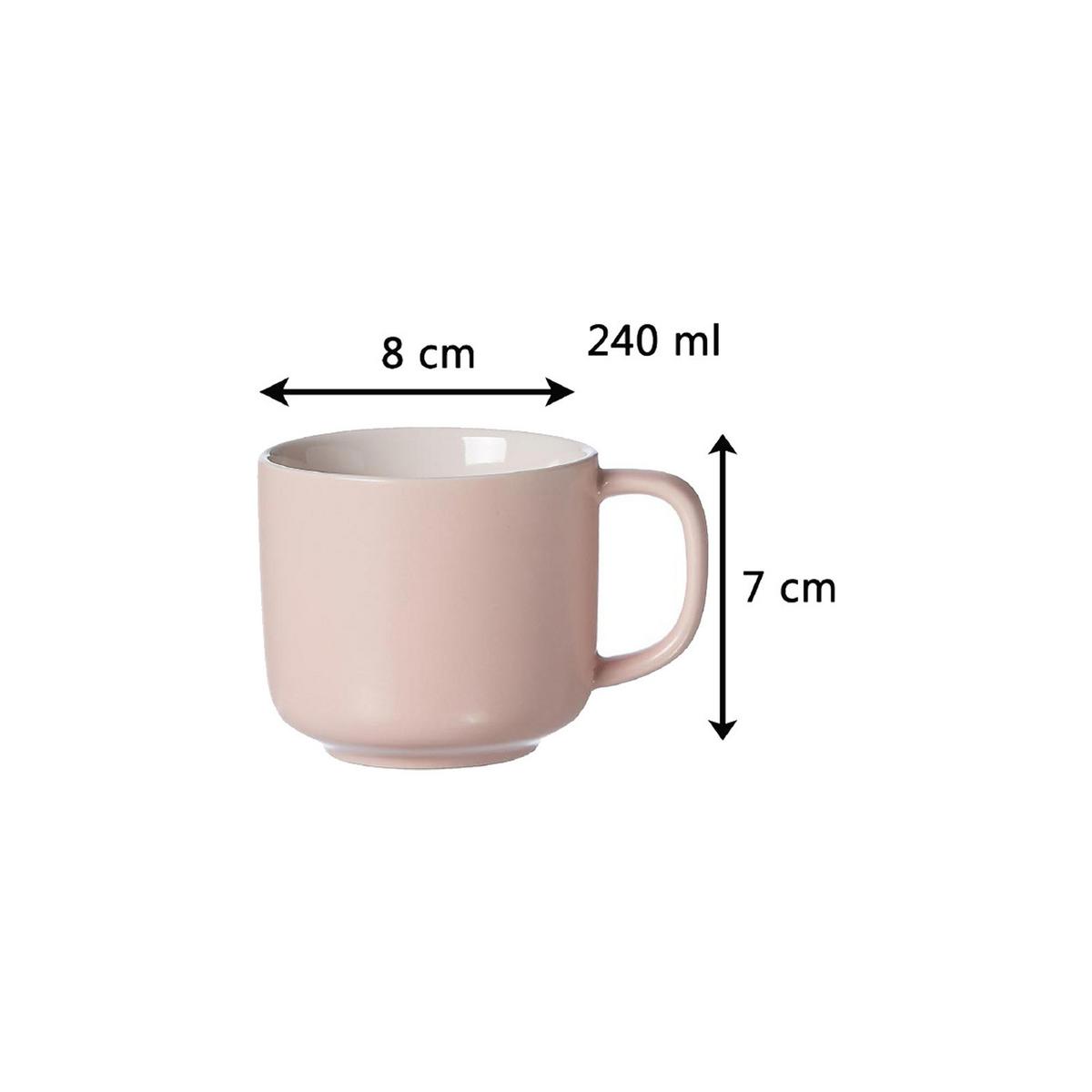 KAFFEETASSE MIT UNTERTASSE Jasper Rosa 240 ml - Rosa, Keramik (15/9/15cm) - Ritzenhoff Breker