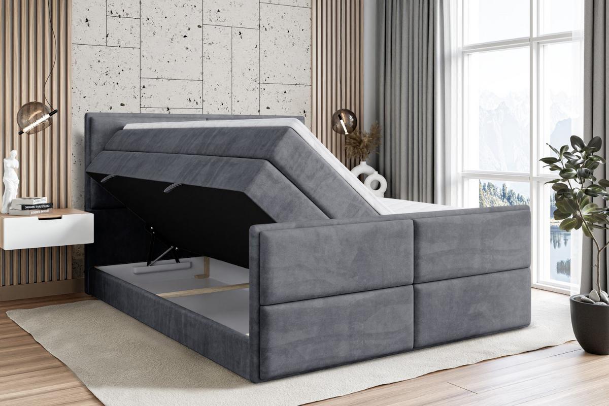 BOXSPRINGBETT AURA-Z KING - 140 x 200 - H3/H4 - Dunkelgrau - Dunkelgrau, Holzwerkstoff (140/200cm) - ALTDECOR