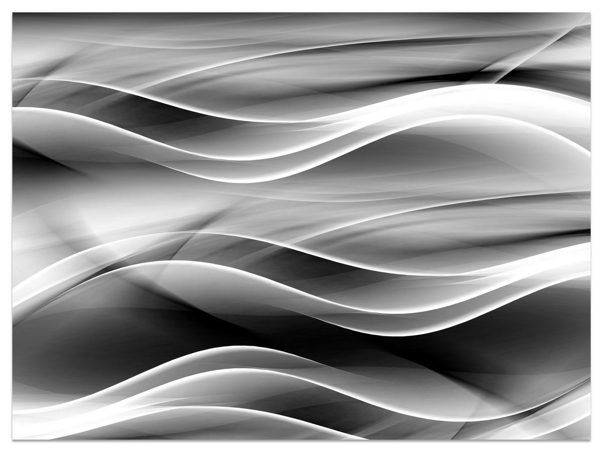 FOTOTAPETE für Badezimmer Abstrakte Monochrom Wellen Modern 400x280 - Schwarz/Weiß, Papier (400/280cm) - Muralo