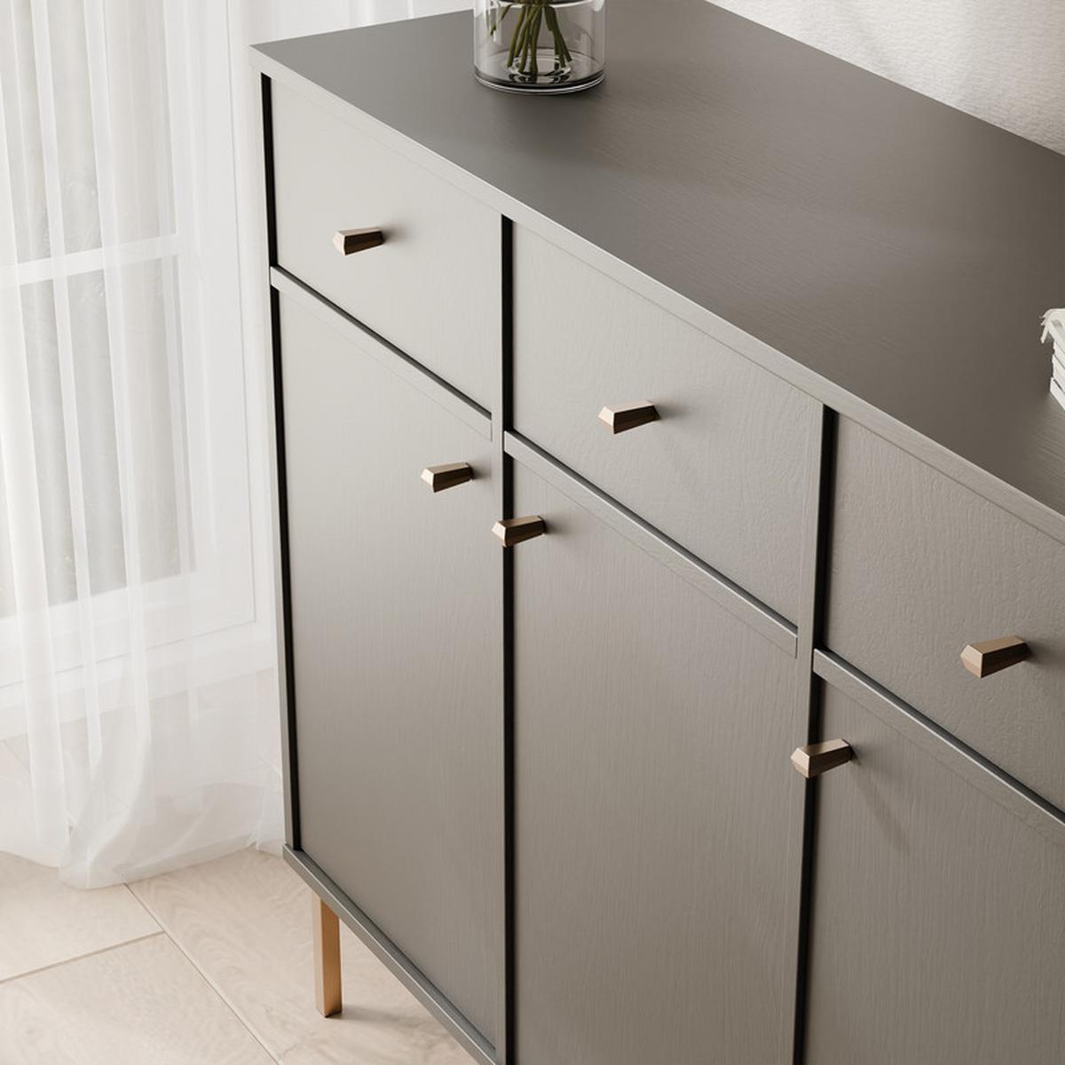 KOMMODE FLOW 124/41/95 cm, 3 Schublade(n), Schwarz - Schwarz, Holzwerkstoff/Metall (124.5/95/40.8cm) - Idohome