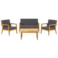 LOUNGE SET 4-Sitzer Hellbraun Auflagen dunkelgrau Pallano - Hellbraun/Dunkelbraun, Holz - Beliani