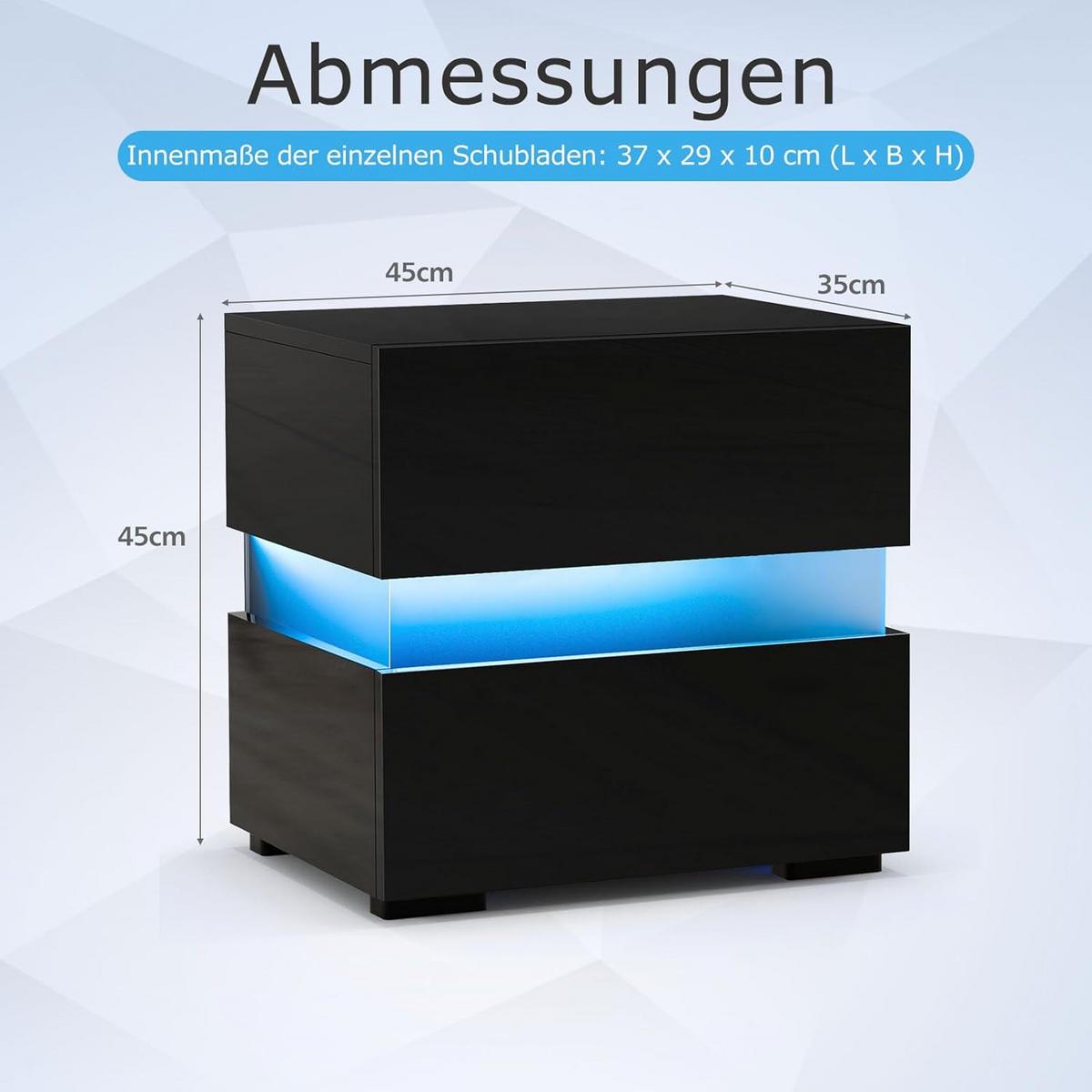 NACHTSCHRANK 45cm Schwarz - Schwarz, Holz (35/45/45cm) - COSTWAY