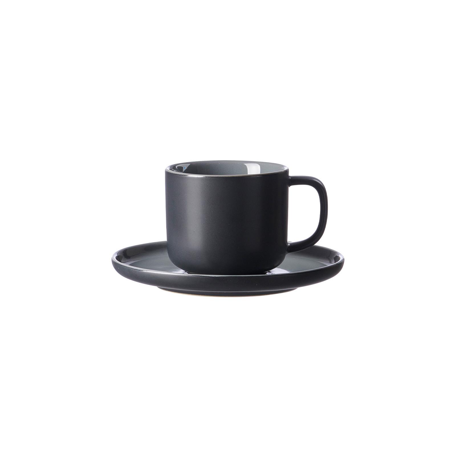 KAFFEETASSE MIT UNTERTASSE Jasper Schwarz 240 ml - Schwarz, Keramik (15/9/15cm) - Ritzenhoff Breker