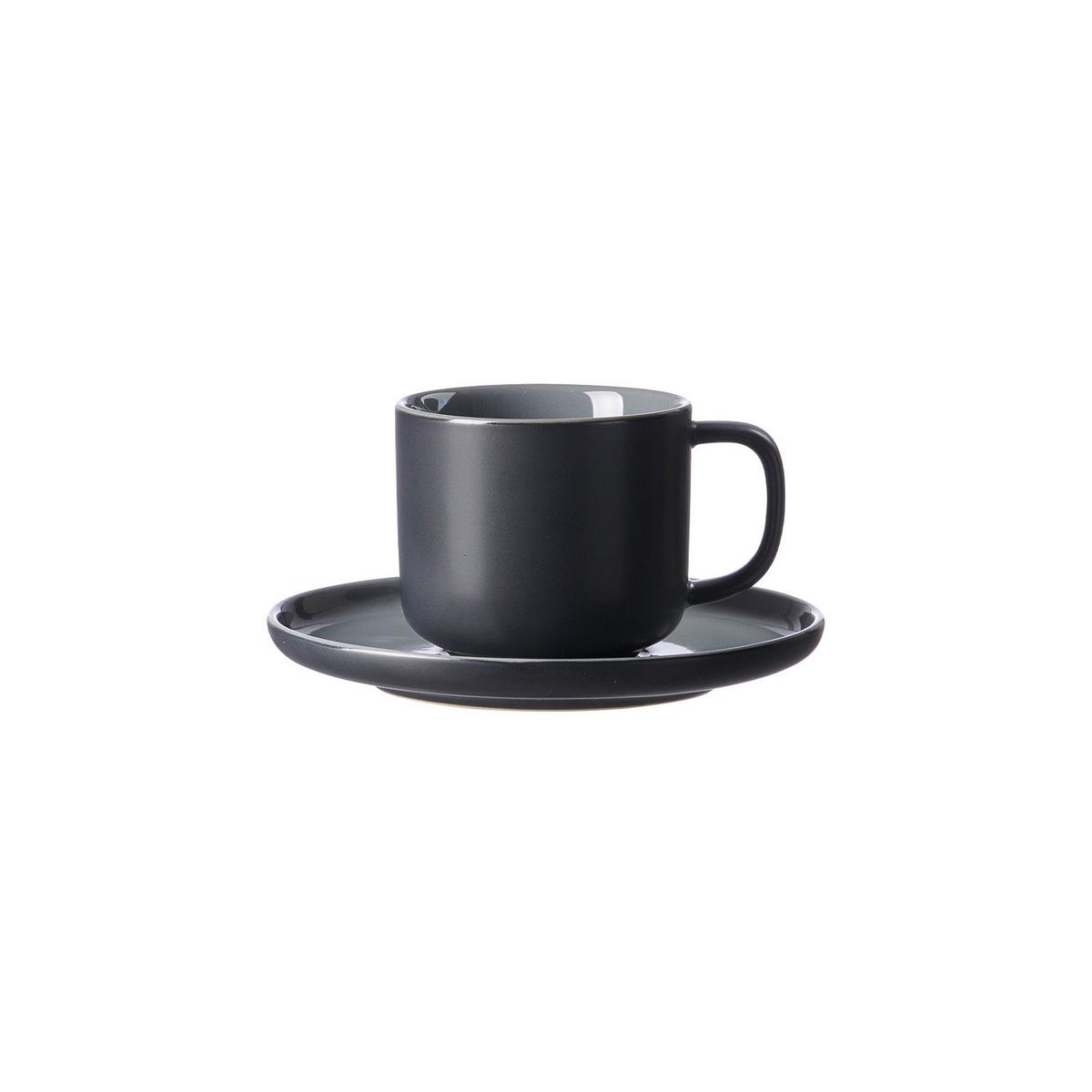 KAFFEETASSEN MIT UNTERTASSEN Jasper Schwarz 240 ml 4er Set - Schwarz, Keramik (15/9/15cm) - Ritzenhoff Breker