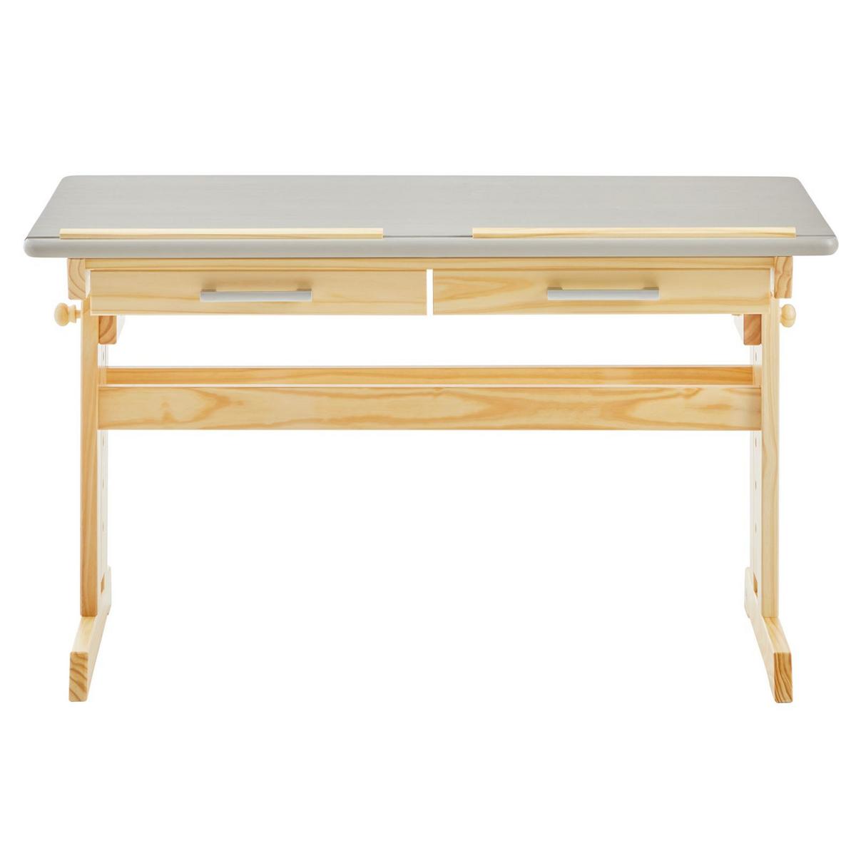 KINDERSCHREIBTISCH OLIVIA - Naturfarben/Grau, Holz (109/130/55cm) - IDIMEX