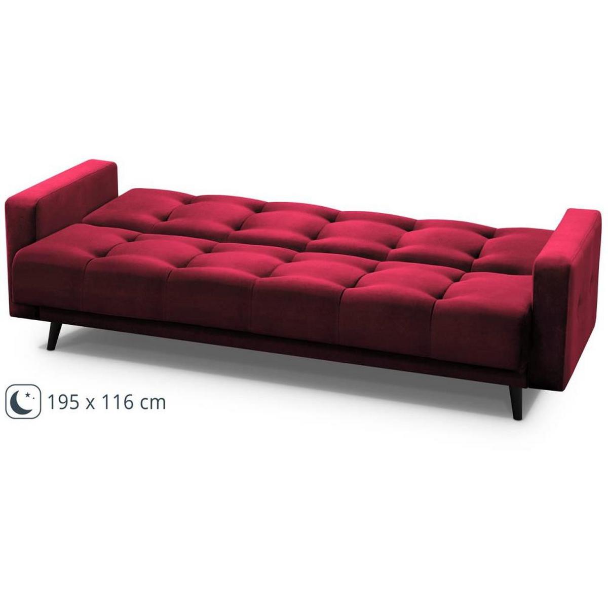 3-SITZER Schlafsofa Nancy Bis bordeaux - Bordeaux, Holz/Textil (220/89/93cm) - Beautysofa