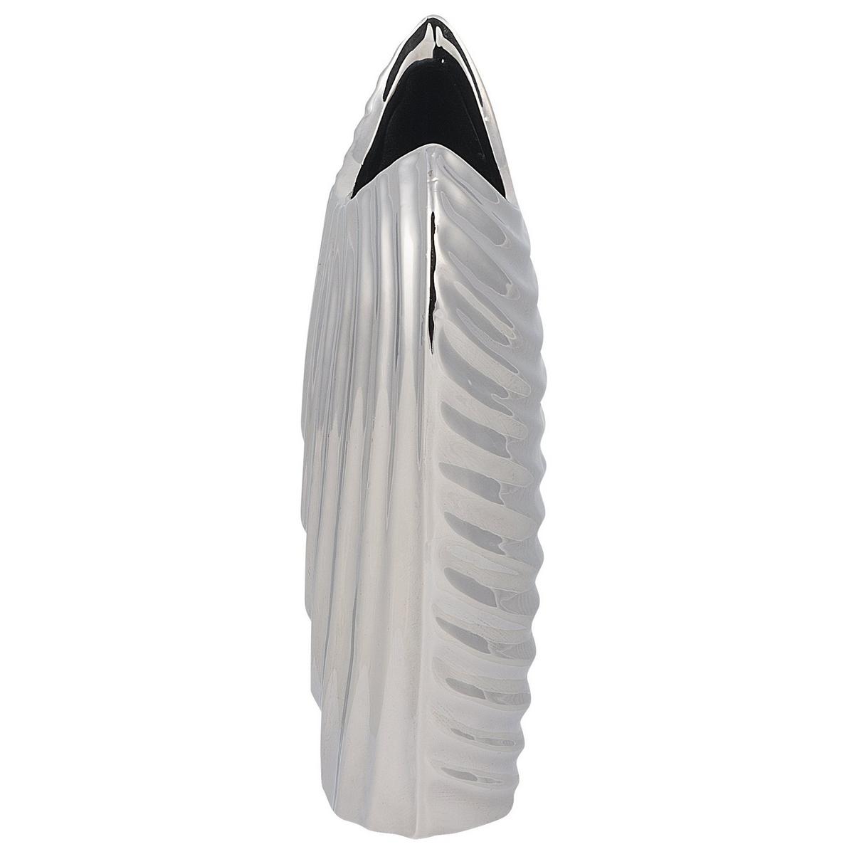 DEKOVASE Steinzeug silber Ecetra - Silberfarben, Stein (26cm) - Beliani