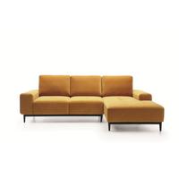 ECKSOFA SACRO Gelb Plüsch-Stoff mit Schlaffunktion - Gelb, Holz (266/175cm) - MASSENO