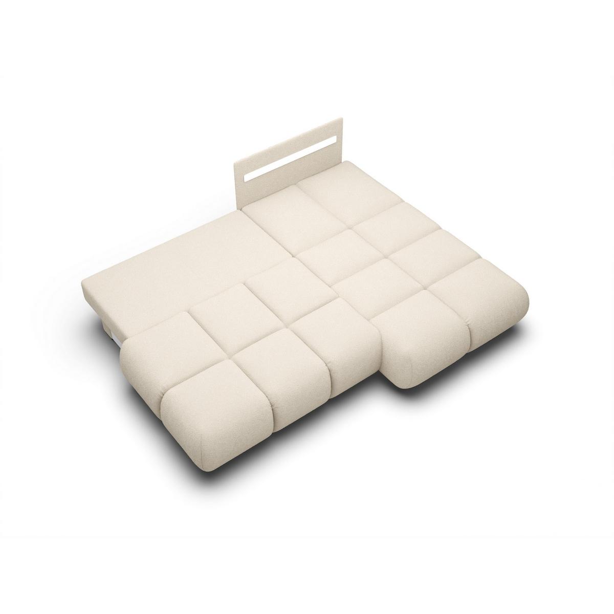 ECKSOFA CORSO R-S Beige Boucle-Stoff mit Schlaffunktion - Beige, Holz (230/177cm) - MASSENO
