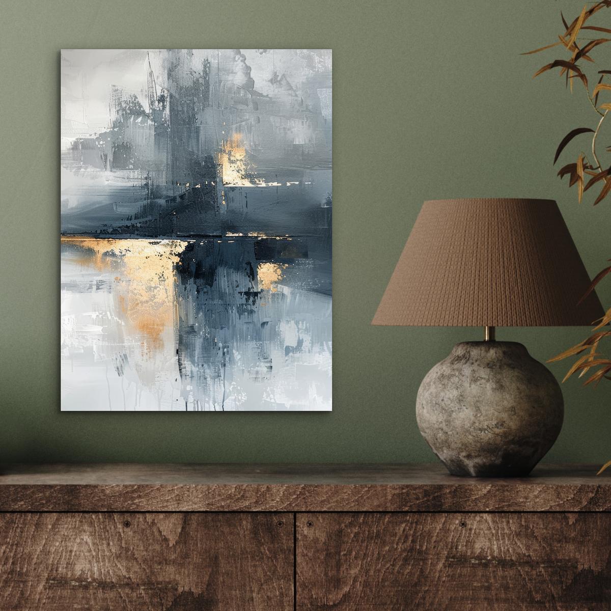 METALLBILD Kunst - Grau - Gold - Abstrakt 30x40 cm - Dunkelgrau, Metall (30/40cm) - MuchoWow