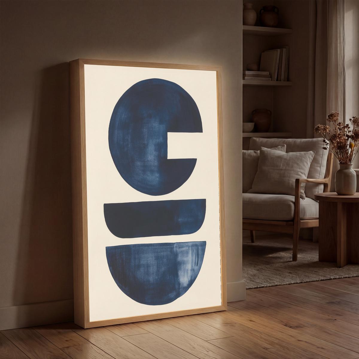 WANDLEUCHTE MIT AKKU Formen - Blau - Abstrakt 60x90 cm - Dunkelblau, Holzwerkstoff (60/90/8cm) - OnlyWow