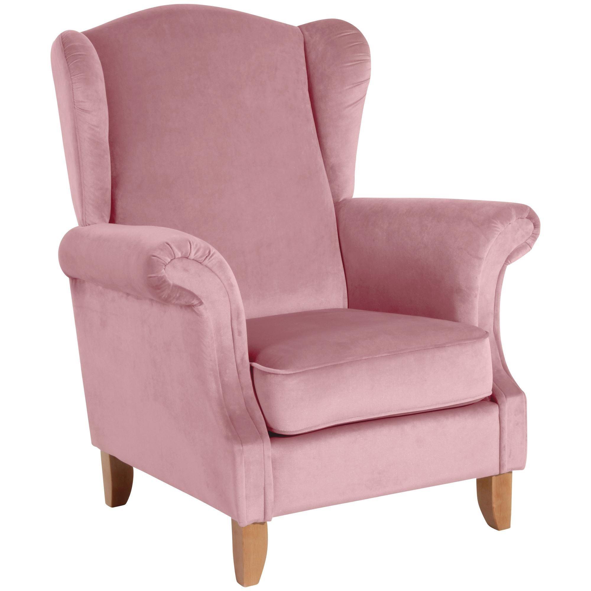 OHRENSESSEL Katria Bezug Samtvelours Buche natur / rosé - Rosa, Kunststoff (88/108/84cm) - 58aufmkessel