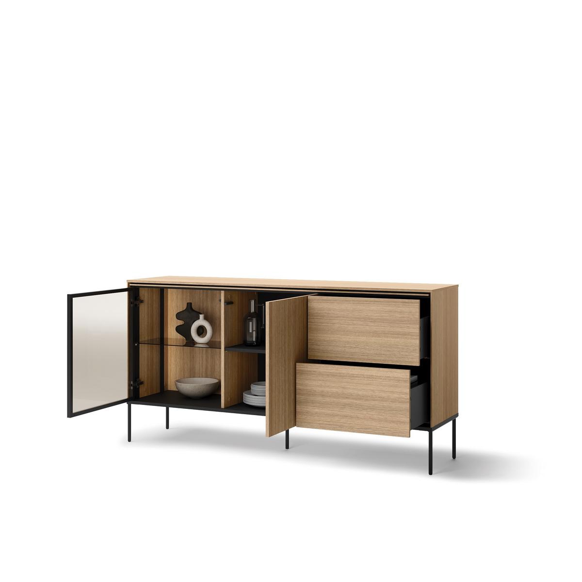KOMMODE VISSO VI-05 mit LED-Beleuchtung Eiche linear - Eichefarben, Holzwerkstoff (167/85/41cm) - Lookway