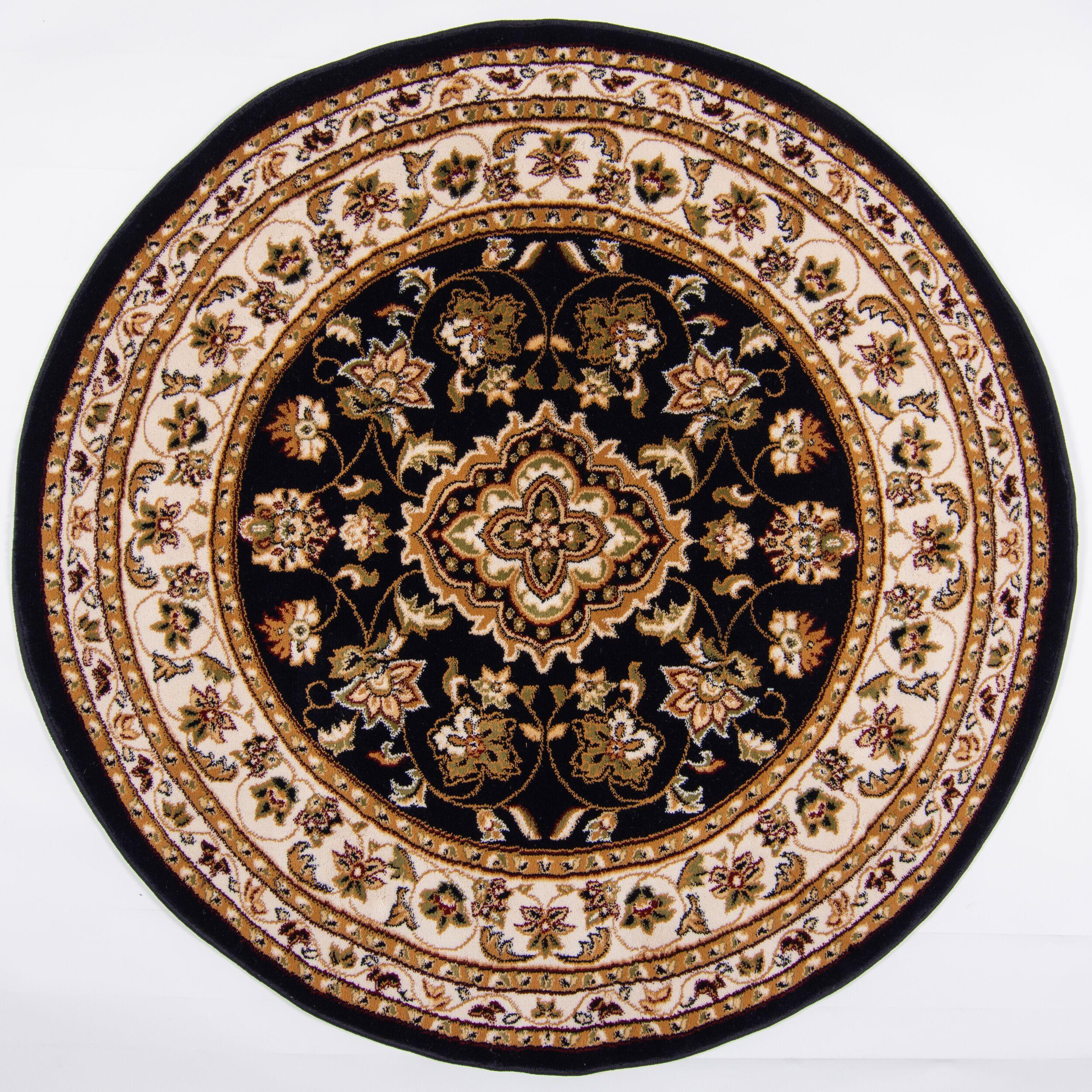TEPPICH GLAZERT, klassisch-floral, Dunkelblau, Ø 133 cm - Blau, Textil (133/133cm) - KADIMA DESIGN
