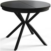RUNDER Esszimmertisch BERGO, ausziehbarer Tisch Durchmesser: 120 cm/200 cm, Wohnzimmertisch Farbe: Schwarz, mit Metallbeinen in Farbe Schwarz - Schwarz, Holzwerkstoff (120/120/76cm) - Alpi-Möbel