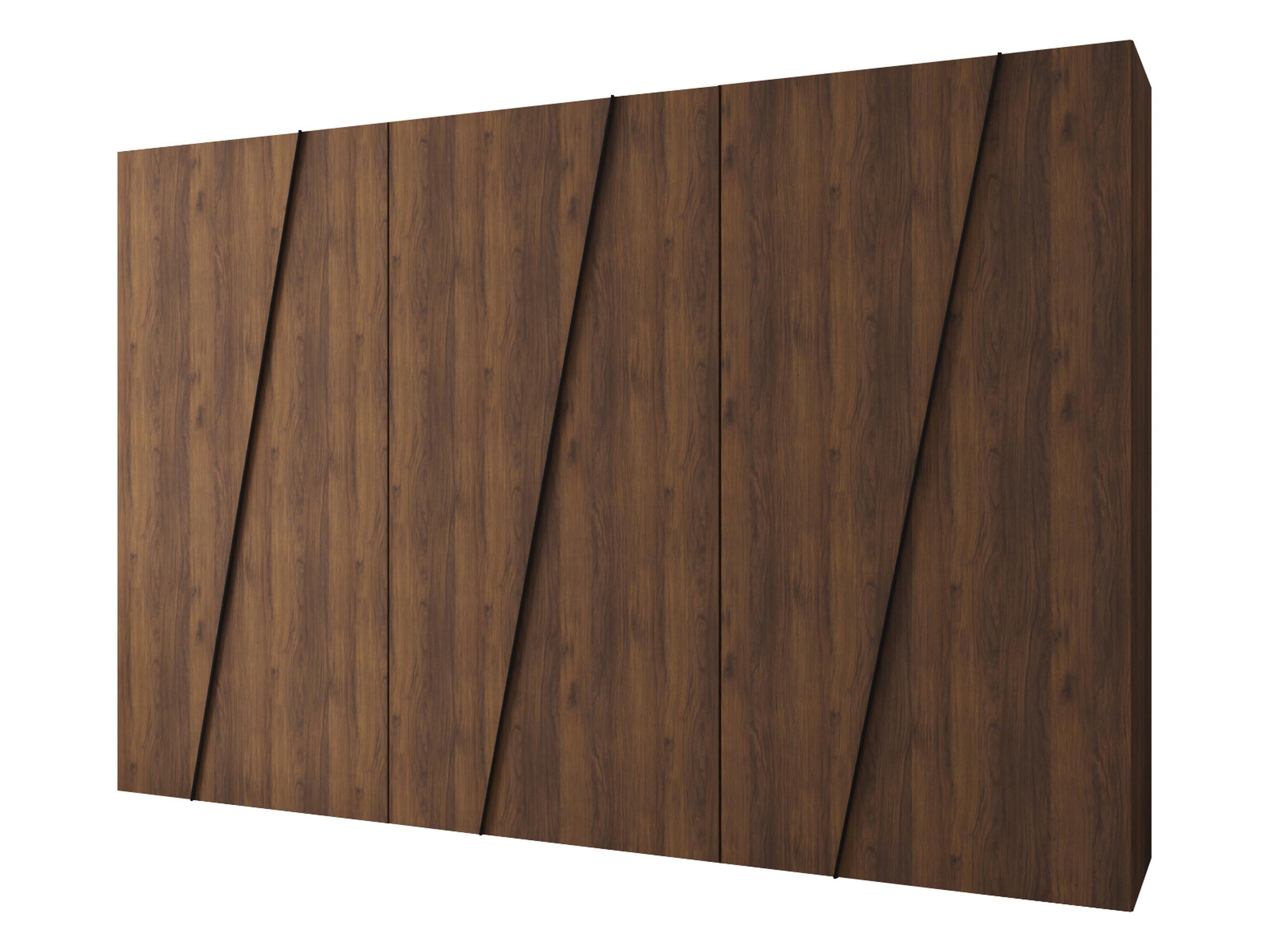 DREHTÜRENSCHRANK Zen 300 cm - Nussbaumfarben/Schwarz, Holzwerkstoff/Kunststoff (300/202/50cm) - MIRJAN24