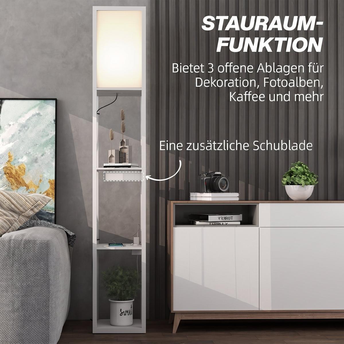 STEHLAMPE MDF Kunststoff Weiß - Weiß, Holzwerkstoff (26/26/159cm) - HOMCOM