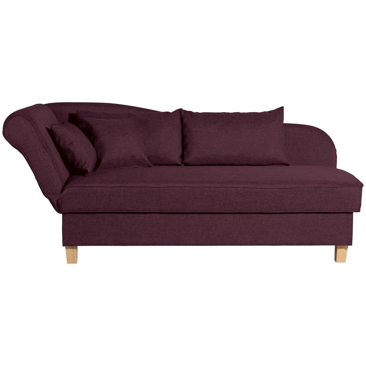 RECAMIERE mit Armteil links klappbar Katia Bezug Flachgewebe Buche natur / burgund - Rot, Kunststoff (190/82/88cm) - 58aufmkessel