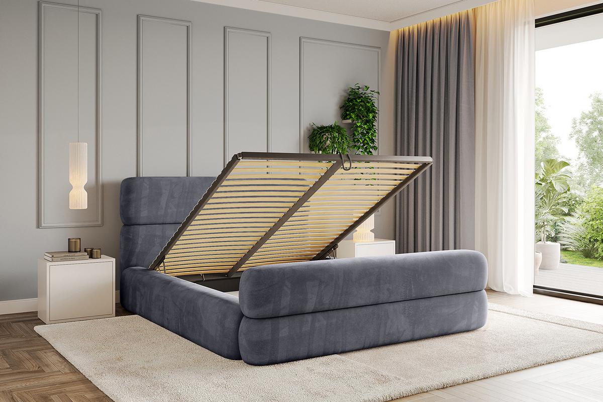 POLSTERBETT mit Bettkasten, Fußteil und Lattenrost, Boxbett ohne Matratze - ENORA-Z 180x200 Dunkelgrau - Dunkelgrau, Holzwerkstoff/Textil (180/200cm) - ALTDECOR