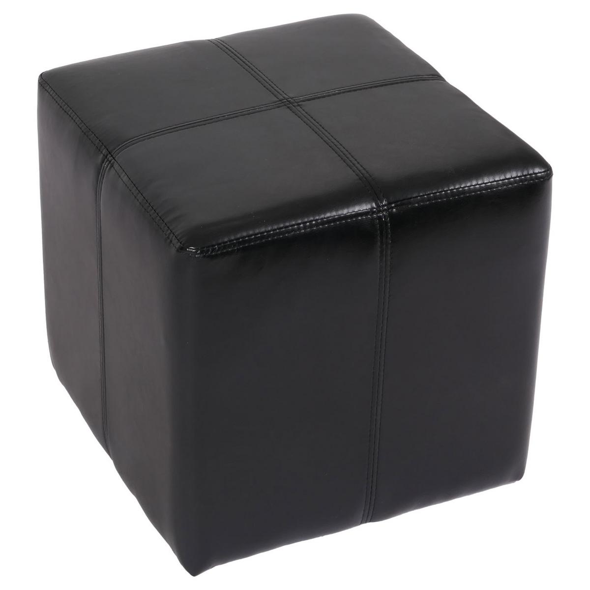 SITZHOCKER Schwarz - Schwarz, Leder (36/36/36cm) - MCW