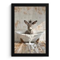 POSTER MIT RAHMEN Esel - Tiere - Badewanne - Schaumstoff Poster 20x30 cm - Weiß, Papier (20/30cm) - MuchoWow