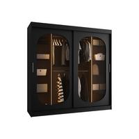 SCHWEBETÜRENSCHRANK Bahrajn 200 mit LED Beleuchtung - Silberfarben/Schwarz, Holzwerkstoff/Kunststoff (200/200/62cm) - MIRJAN24